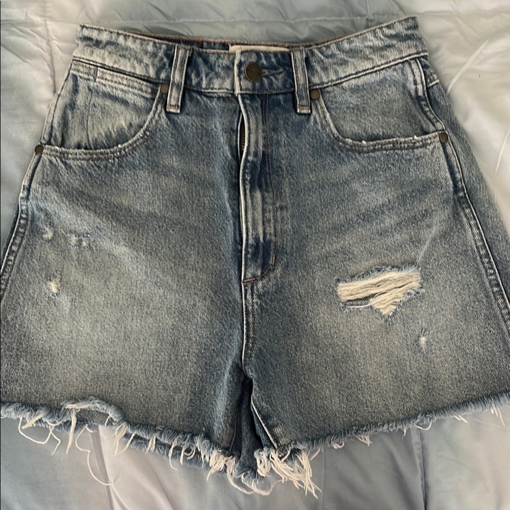 Wrangler Distressed Light Blue Jean Shorts